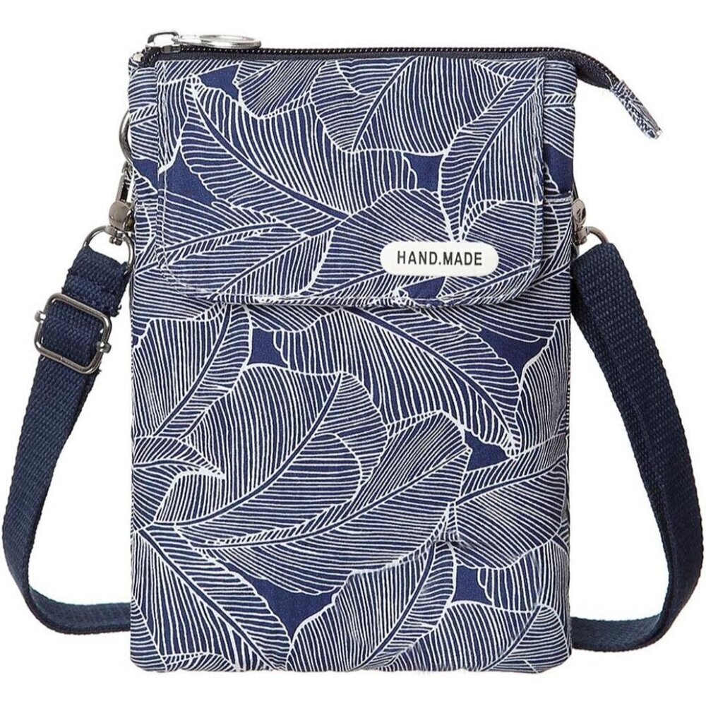 Women's Blue Cotton Handmade Cute Canvas Cross Body Bags Phone Purse
